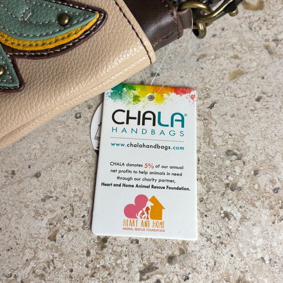 Chala Hummingbird Beige Tan Vegan Leather Handbag Crossbody Purse New - Picture 5 of 5